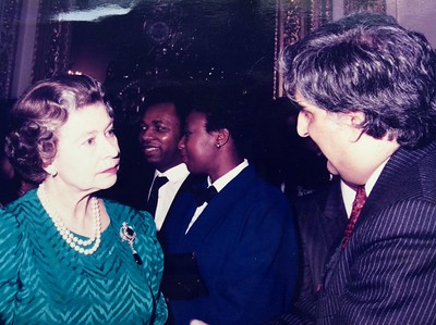 In conversation with Her Majesty Queen Elizabeth II at a Commonwealth reception