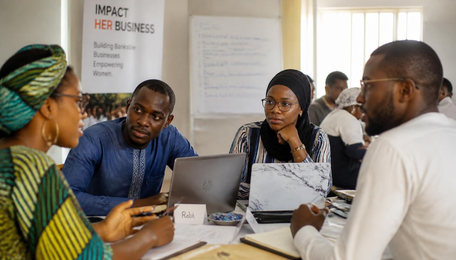 Entrepreneurs in a business development workshop in West Africa