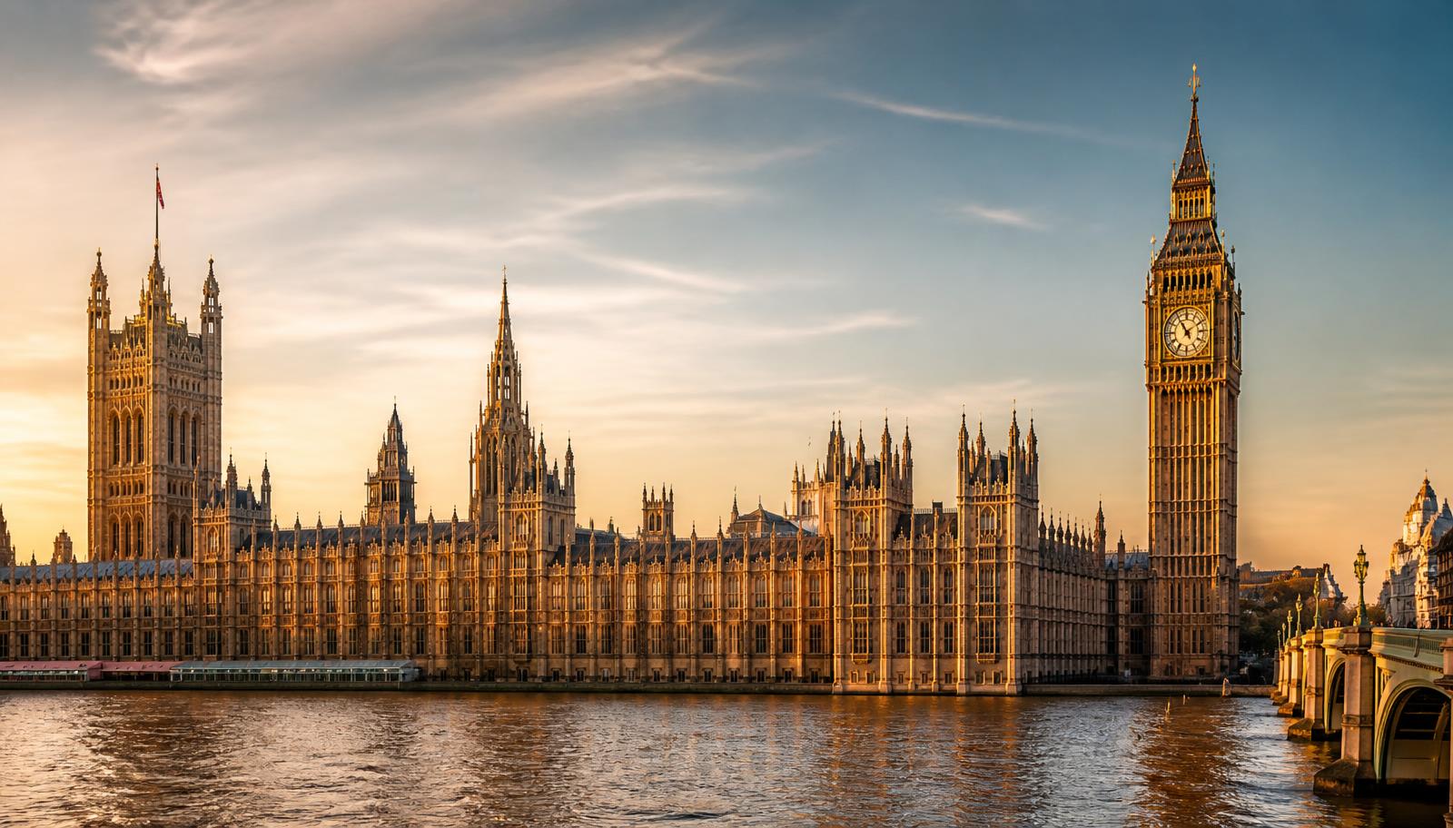 The Houses of Parliament in Westminster, London at golden hour